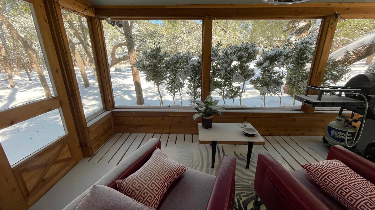 A rare snow, and so strange how it actually seemed to have snowed on the porch!