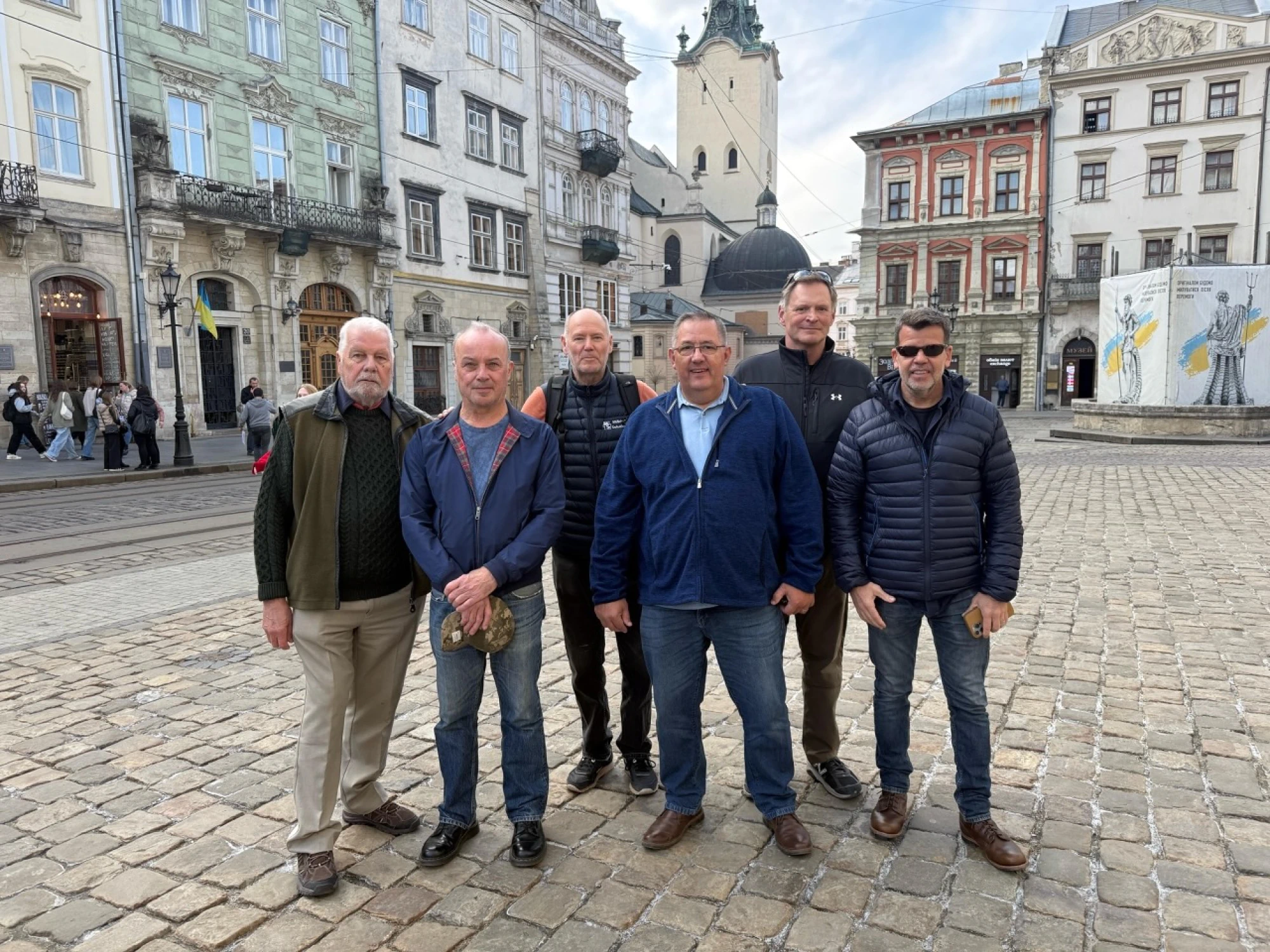 Some of the crew hanging out in Lviv.